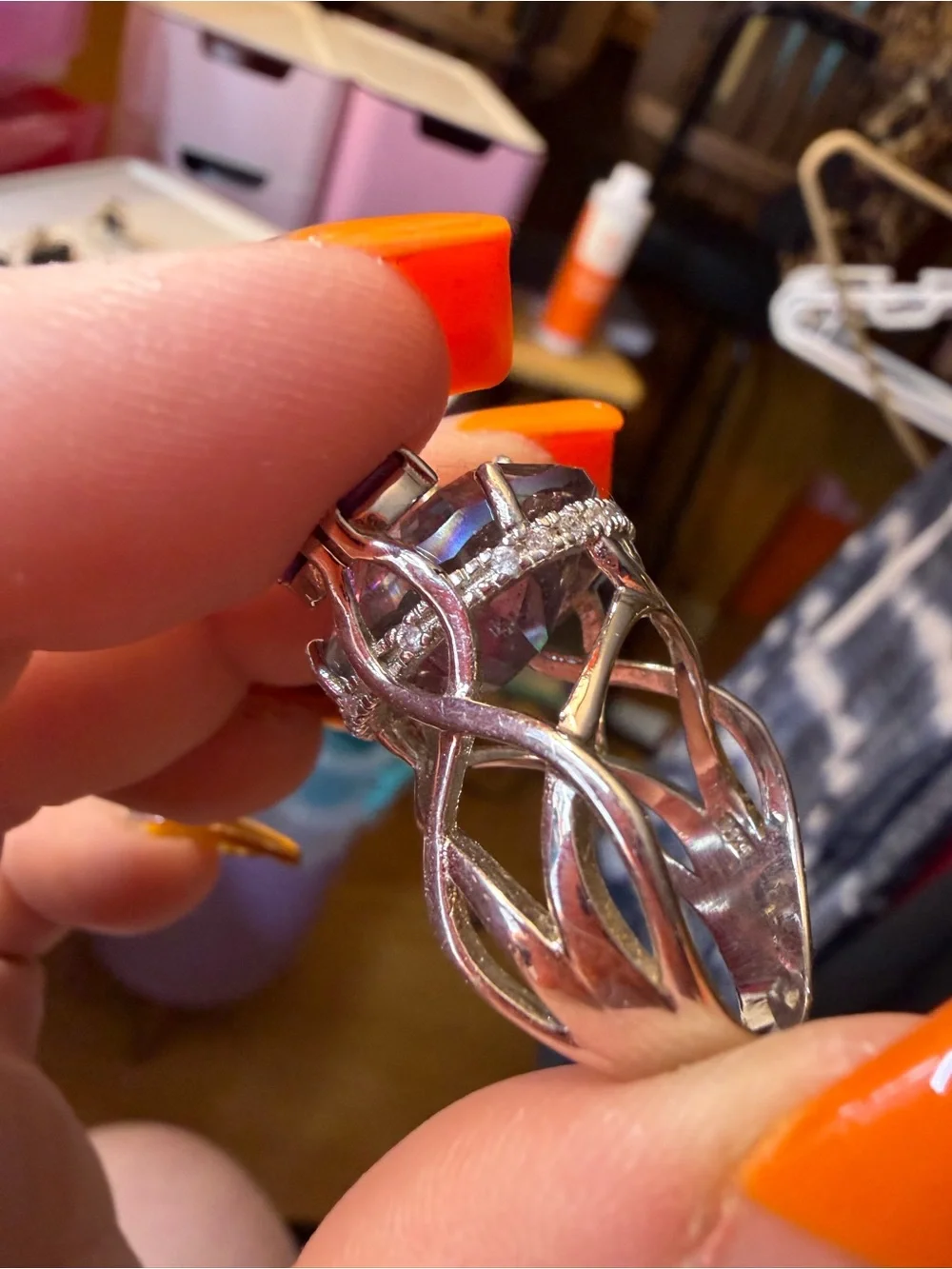 Mystic Topaz and Amethyst Cocktail Ring - Silver